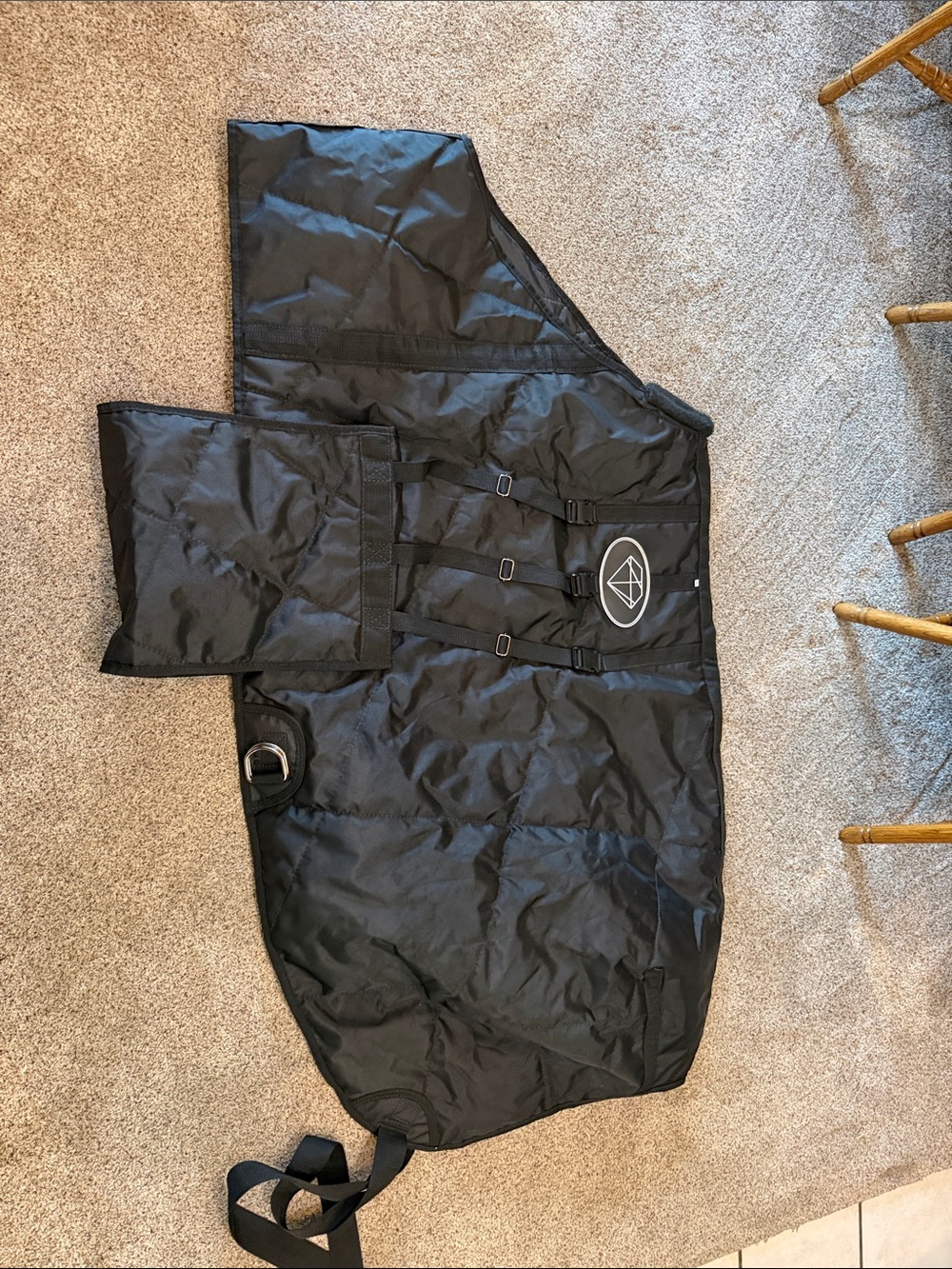 Black Waterproof Pet Blanket with Adjustable Straps - Unbranded